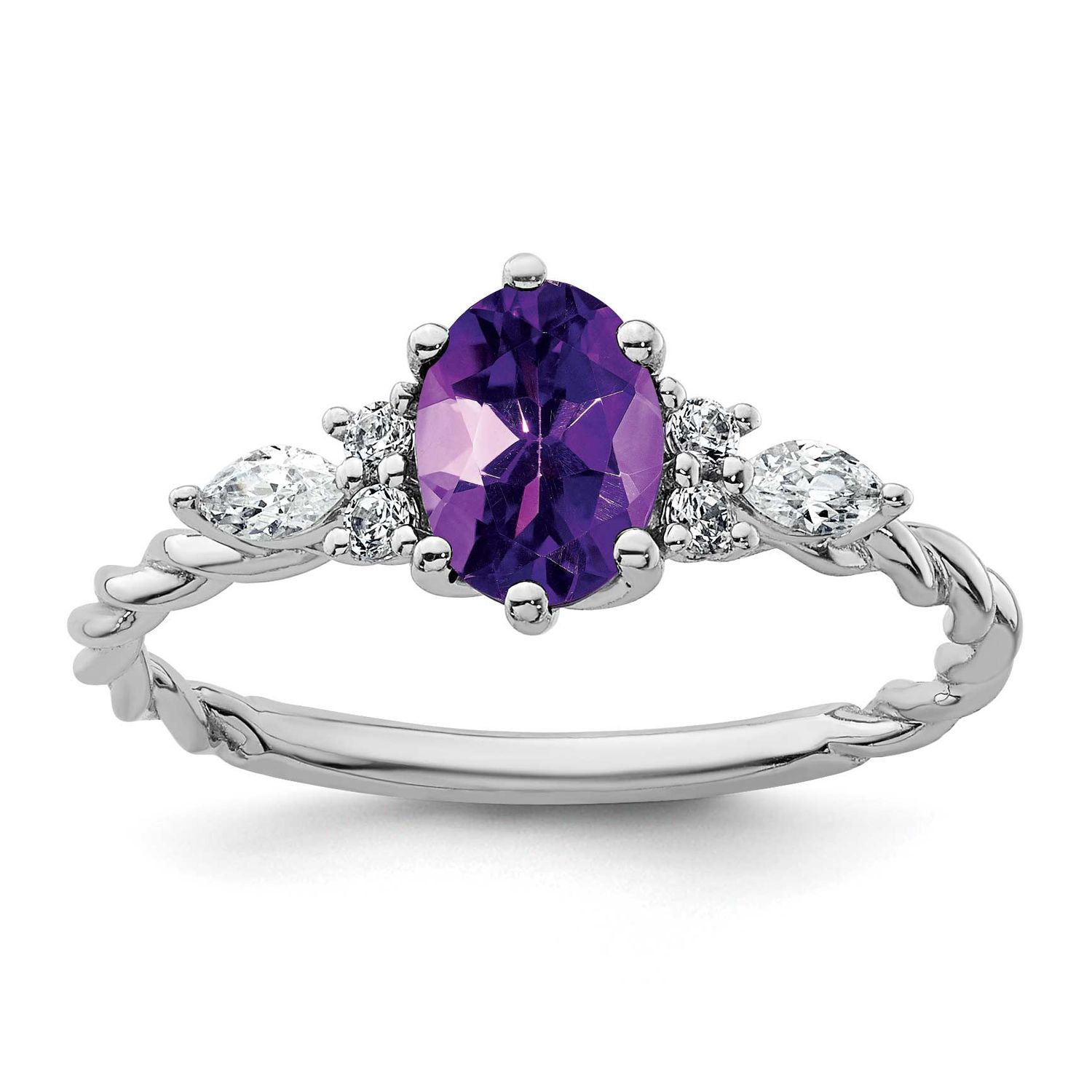 Polished Diamond and Amethyst Twisted Ring 14k White Gold, MPN: RM9791-AM-017-WAA, UPC: