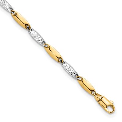 Textured Fancy Link 7.5 Inch Bracelet 14K Two Tone Gold Polished, MPN: SF3107-7.5, UPC: