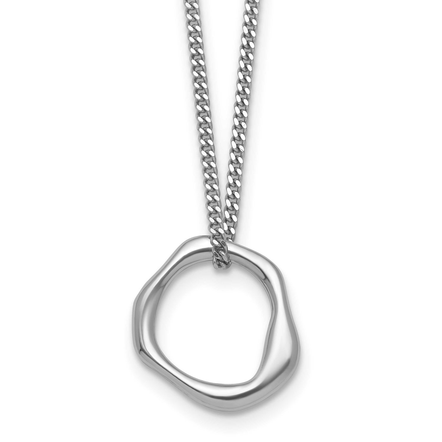 Polished 16 Inch with 2 Inch Extender Abstract Necklace Sterling Silver Rhodium-Plated, MPN: QG6937…