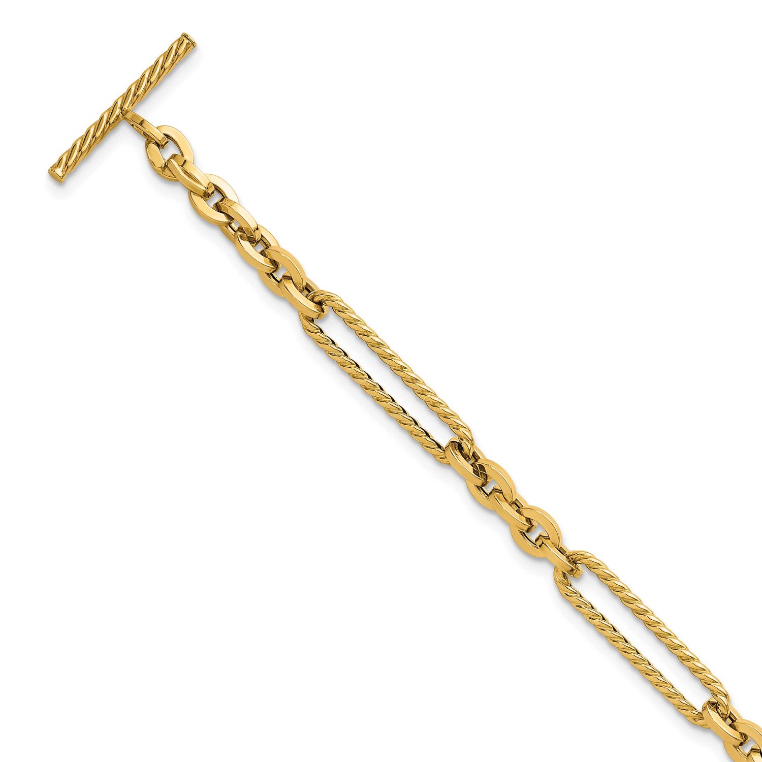 Textured 7.5 Inch Fancy Link Toggle Bracelet 14k Gold Polished, MPN: SF3224-7.5, UPC: