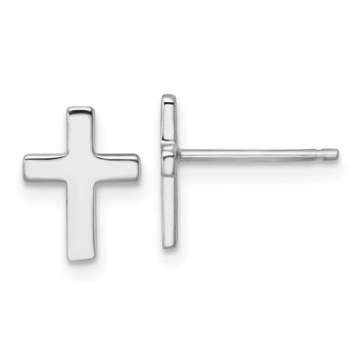 Polished Cross Post Earrings 14k White Gold, MPN: YE2313W, UPC: