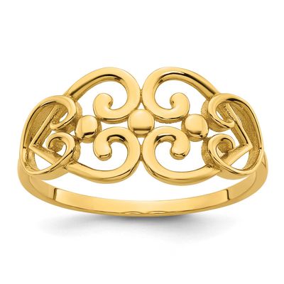 Cut Out Fancy Hearts Design Ring 14k Gold Polished, MPN: R973, UPC: