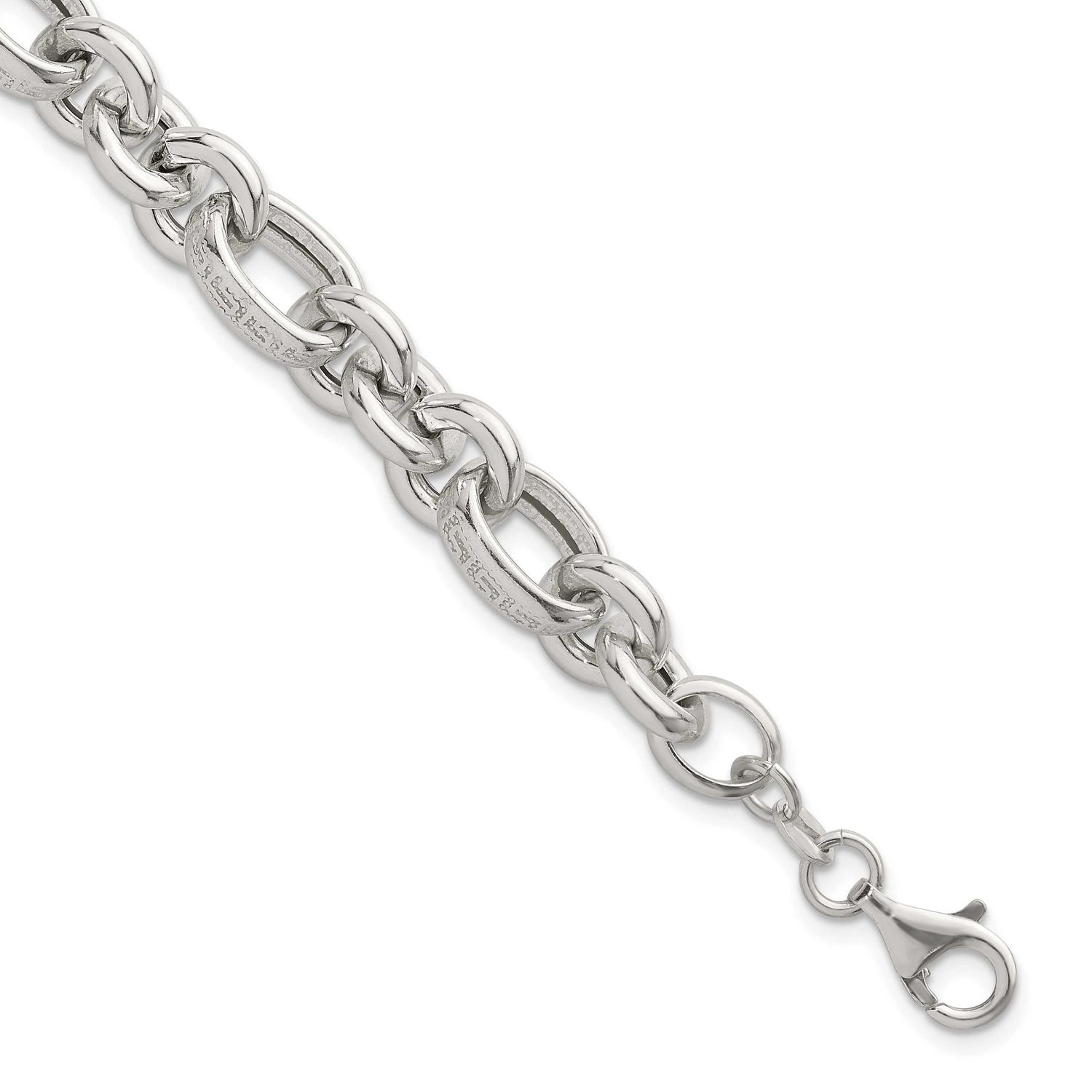 Greek Key 7.5 Inch Fancy Link Bracelet Sterling Silver Polished, MPN: QG6814-7.5, UPC: