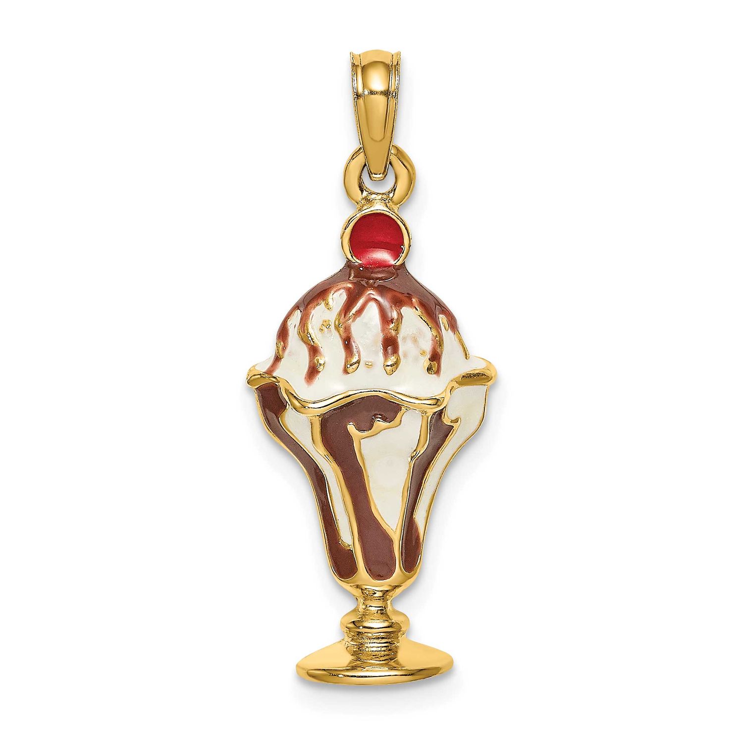 Chocolate Ice Cream Sundae with Cherry Top Charm 14k Gold, MPN: K6818, UPC: 637218125708