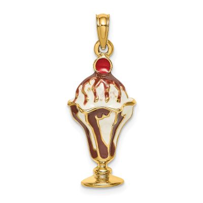 Chocolate Ice Cream Sundae with Cherry Top Charm 14k Gold, MPN: K6818, UPC: 637218125708