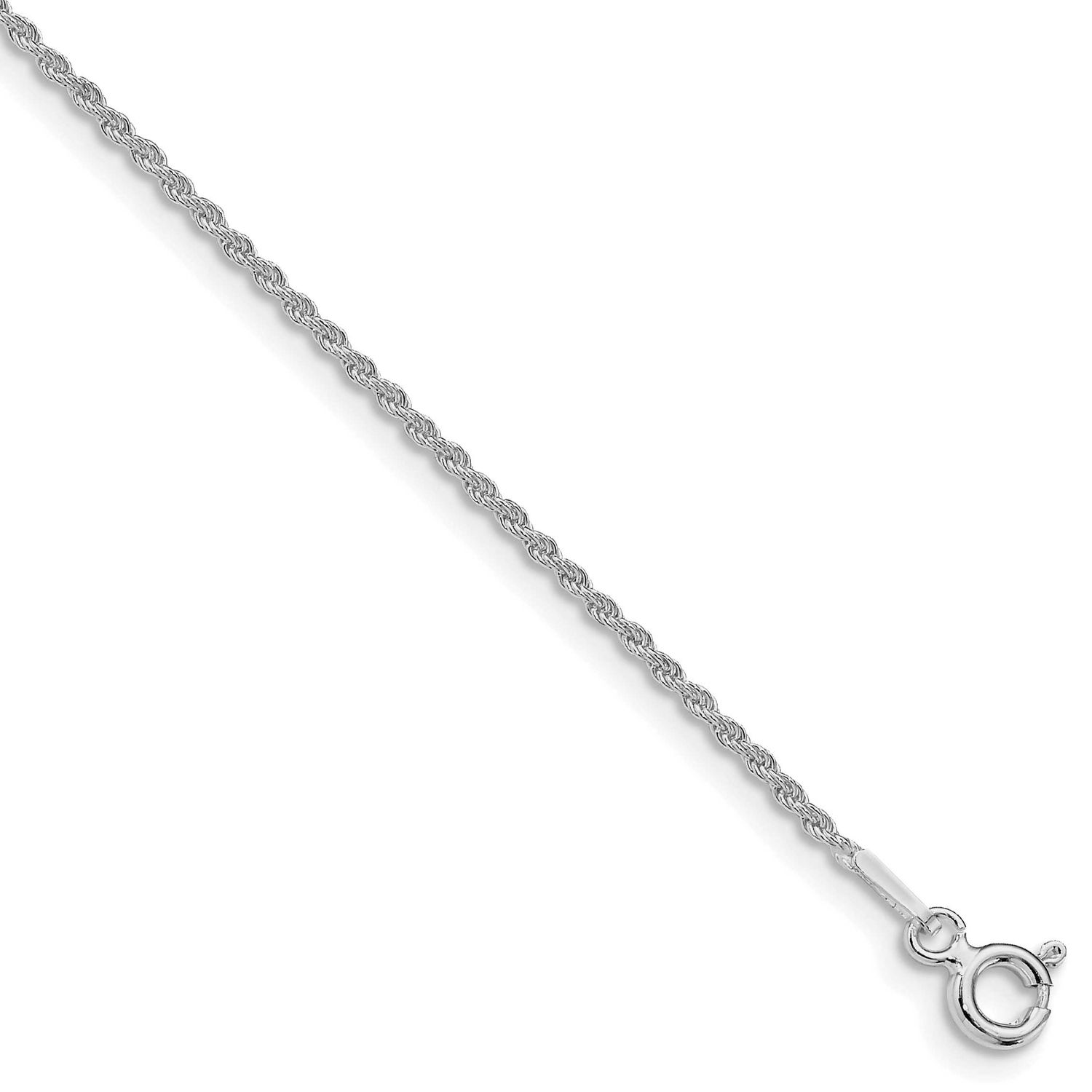 1.3mm Solid Rope Chain 30 Inch Sterling Silver Rhodium-Plated, MPN: QDR025R-30, UPC: