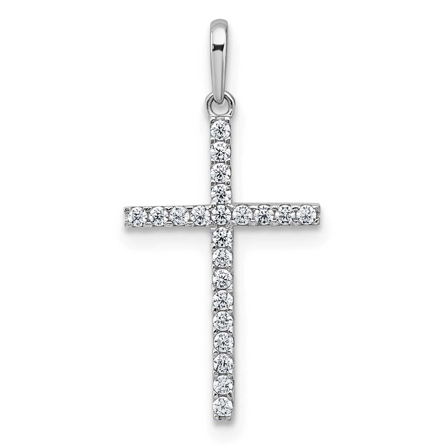 Polished CZ Cross Pendant 10k White Gold, MPN: 10C4993W, UPC: