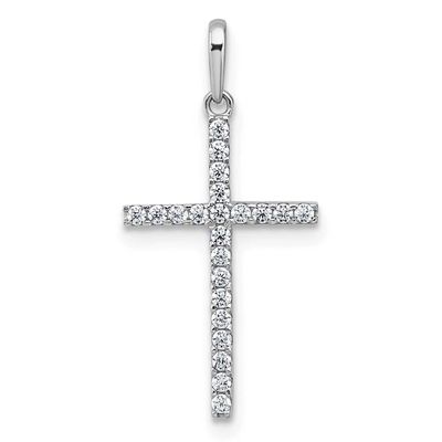 Polished CZ Cross Pendant 10k White Gold, MPN: 10C4993W, UPC: