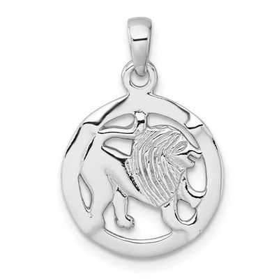 Polished Leo Zodiac Pendant Sterling Silver Rhodium-Plated, MPN: QC11664, UPC: