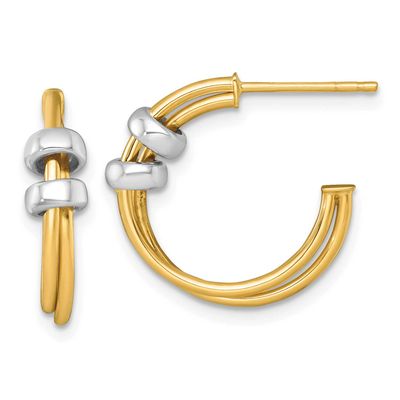 Double Row Hoop Post Earrings 14K Two Tone Gold Polished, MPN: TF2558, UPC:
