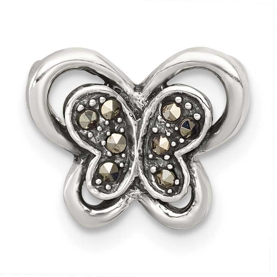 Marcasite Butterfly Chain Slide Pendant 11.9 Inch Sterling Silver Antiqued, MPN: QC11571, UPC: