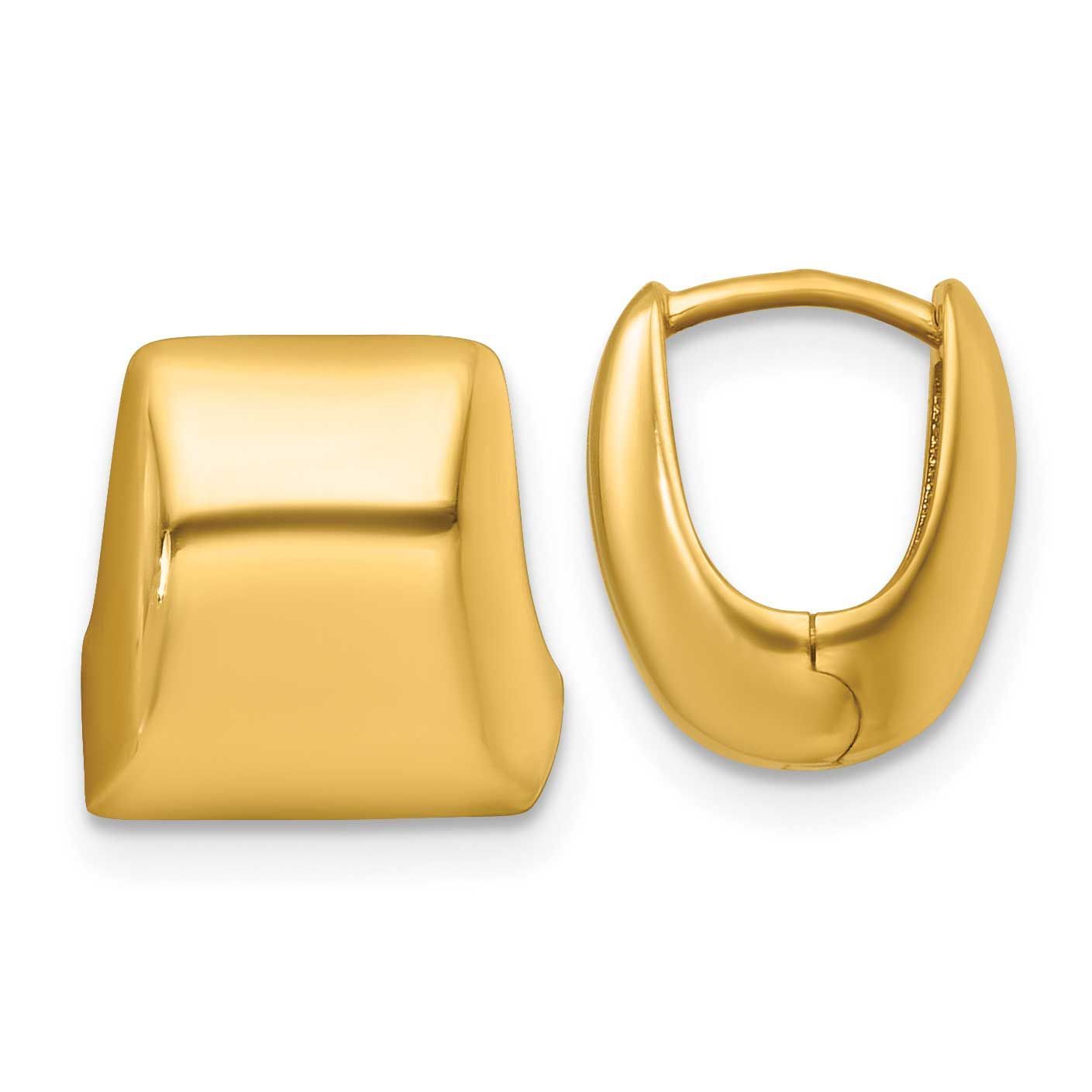 Puffed Square Hoop Earrings 14k Gold Polished, MPN: TF2474, UPC: