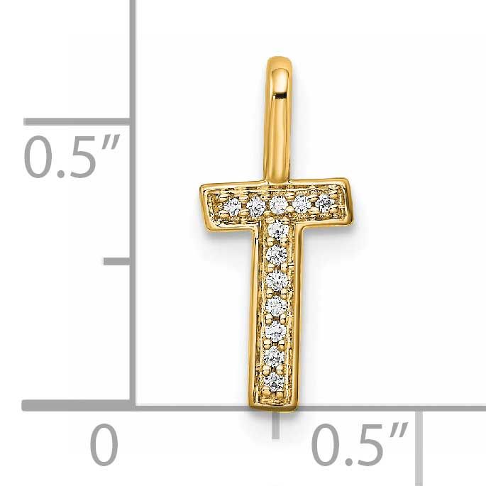 Diamond Letter T Initial Pendant 14k Gold, MPN: PM8367T-004-YA, UPC: