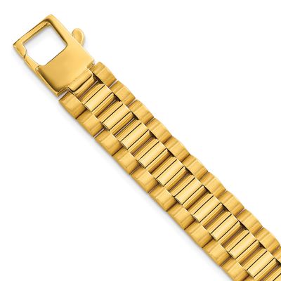 Brushed and Polished Fancy Link 12.25mm Men&#39;s Bracelet 14k Gold, MPN: GB296-8.5, UPC: