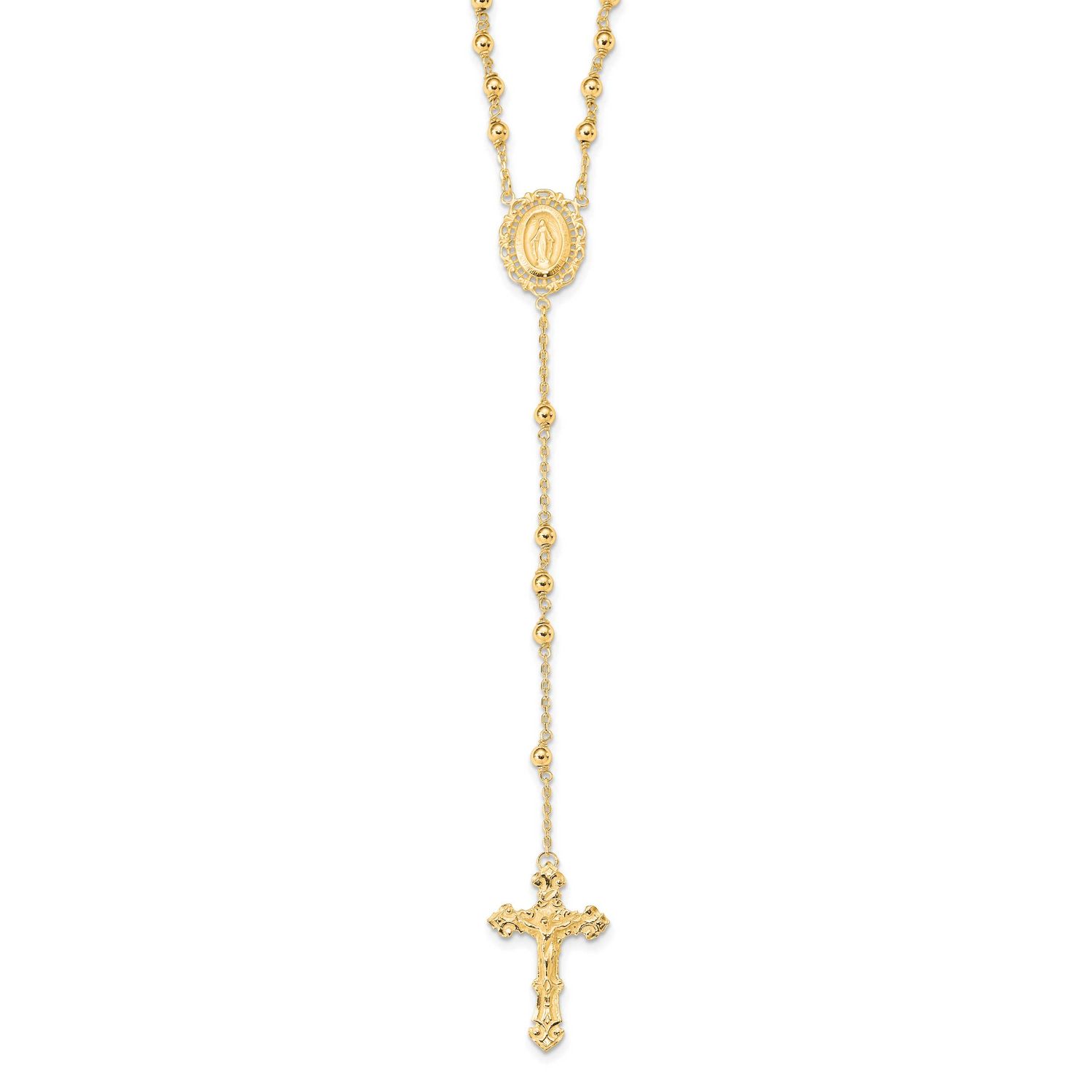 Flash Gold-Plated Polished Rosary Necklace Sterling Silver, MPN: QH4702GP-18, UPC: