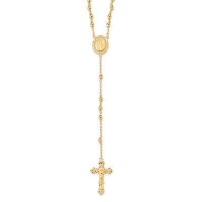 Flash Gold-Plated Polished Rosary Necklace Sterling Silver, MPN: QH4702GP-18, UPC:
