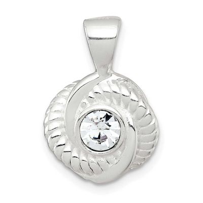 Textured CZ Knot Pendant Sterling Silver Polished, MPN: QP5930, UPC: