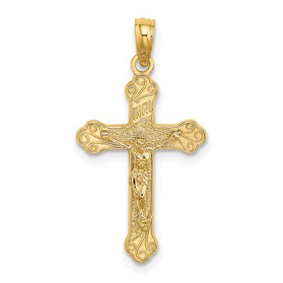 Inri Crucifix with Scroll Tips Charm 10k Gold, MPN: 10K8531, UPC: 196904347126