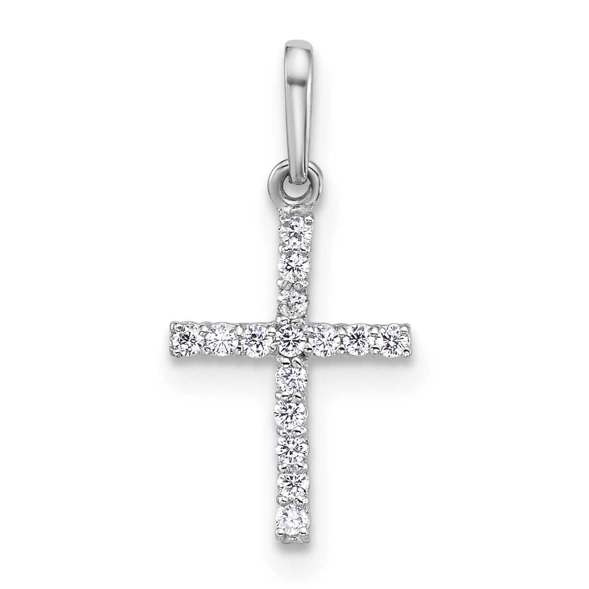 Polished CZ Cross Pendant 14k White Gold, MPN: XR2165, UPC: