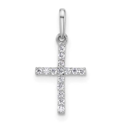 Polished CZ Cross Pendant 14k White Gold, MPN: XR2165, UPC: