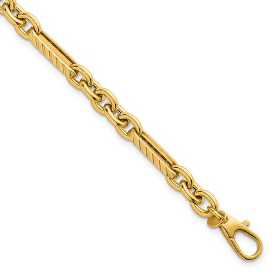 Textured Oval Circle Link 7.5 Inch Bracelet 14k Gold Polished, MPN: SF3148-7.5, UPC: