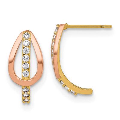 Rose-Plating Polished CZ Fancy Post Earrings 10k Gold, MPN: 10ER398, UPC: