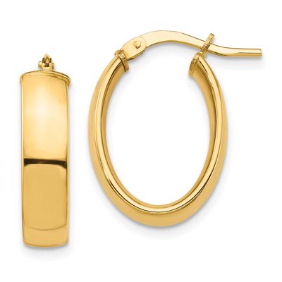 High Polished 5mm Oval Hoop Earrings 10k Gold, MPN: 10TF1406, UPC: