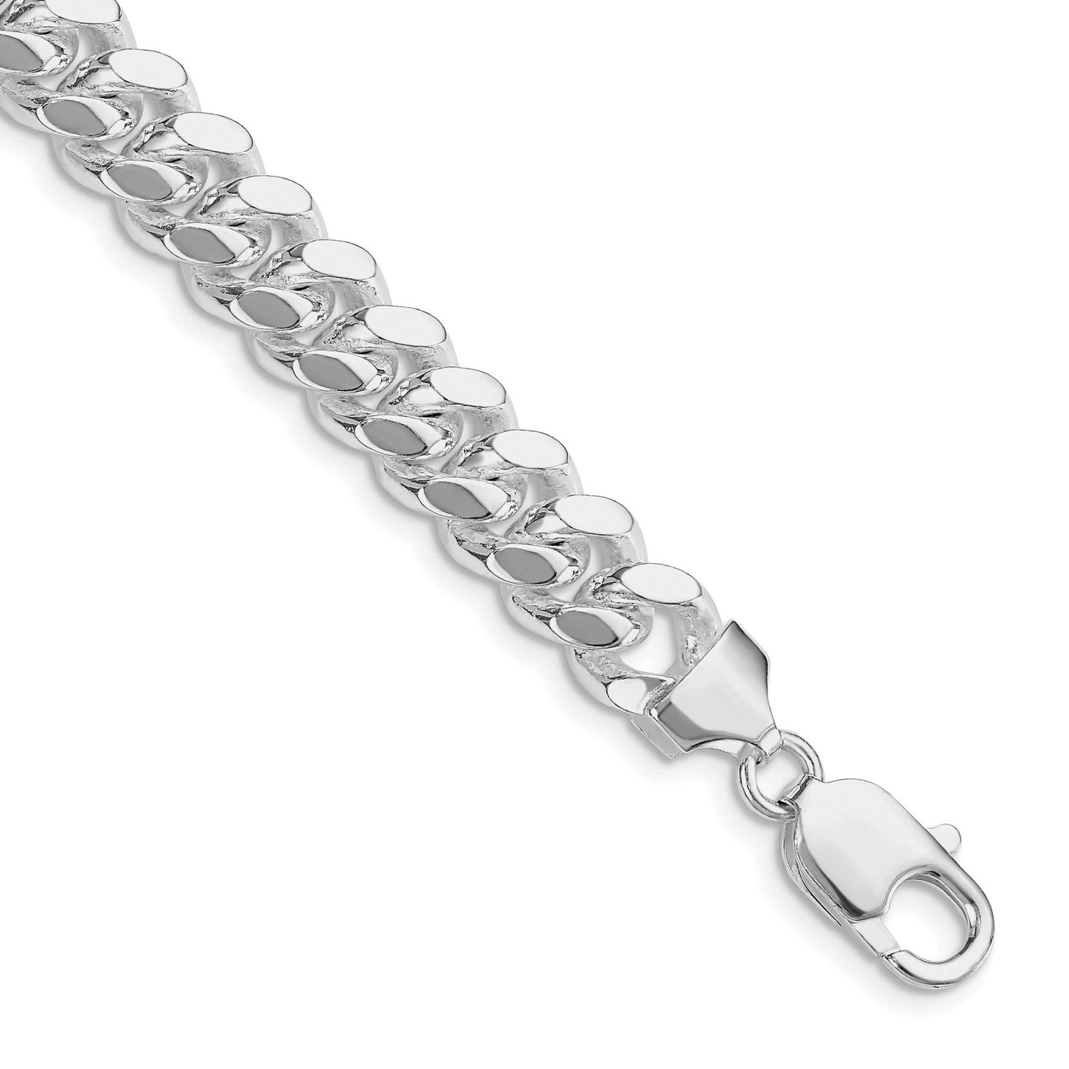 9mm Polished Domed Curb Chain 9 Inch Sterling Silver Rhodium-Plated, MPN: QDB250R-9, UPC: