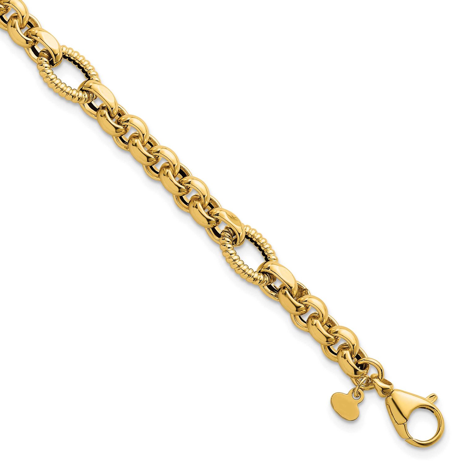 Textured Fancy Link 7.5 Inch Bracelet 14k Gold Polished, MPN: SF3267-7.5, UPC: