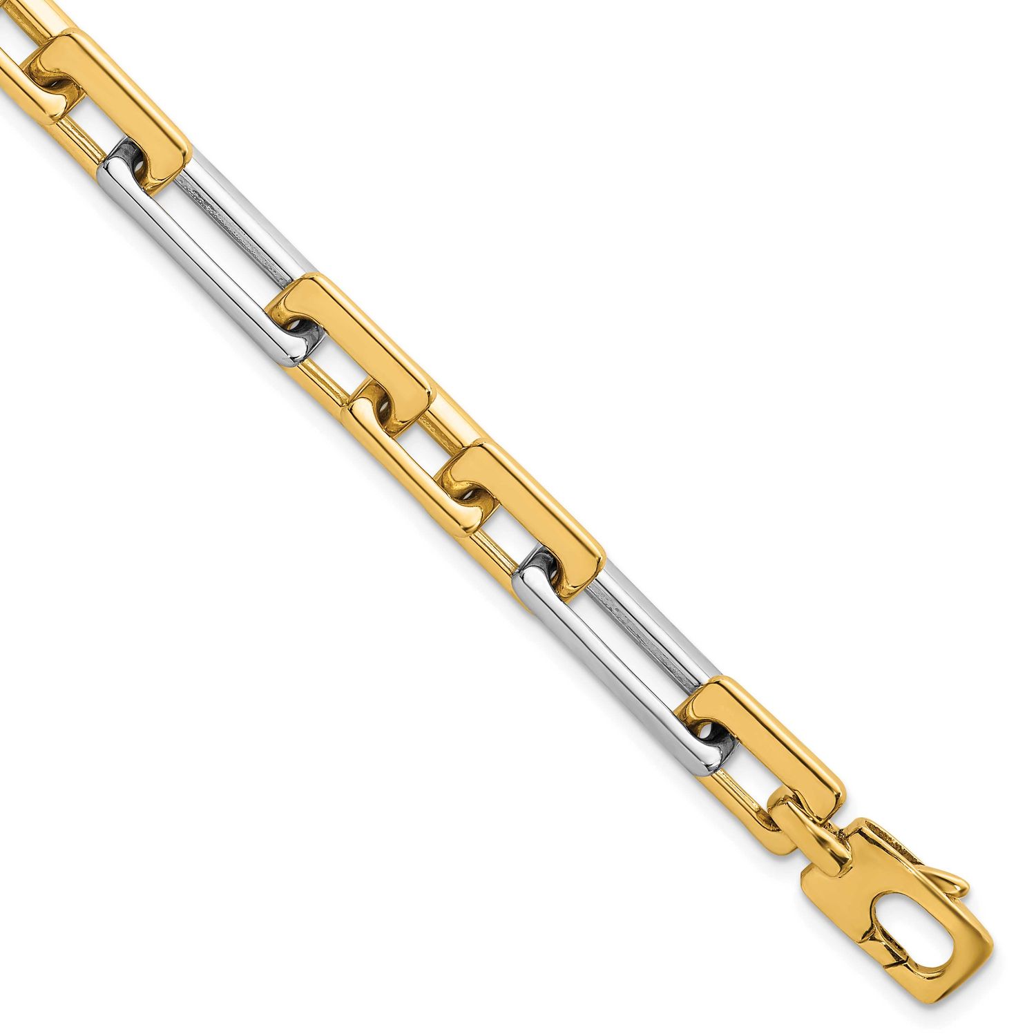 Fancy Square and Rectangle 8mm Bracelet 14K Two Tone Gold Polished, MPN: SF3185-7.25, UPC:
