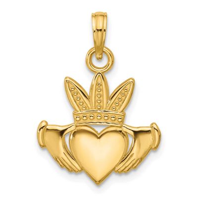 Heart Crown Pendant 14k Gold Polished, MPN: D5753, UPC: