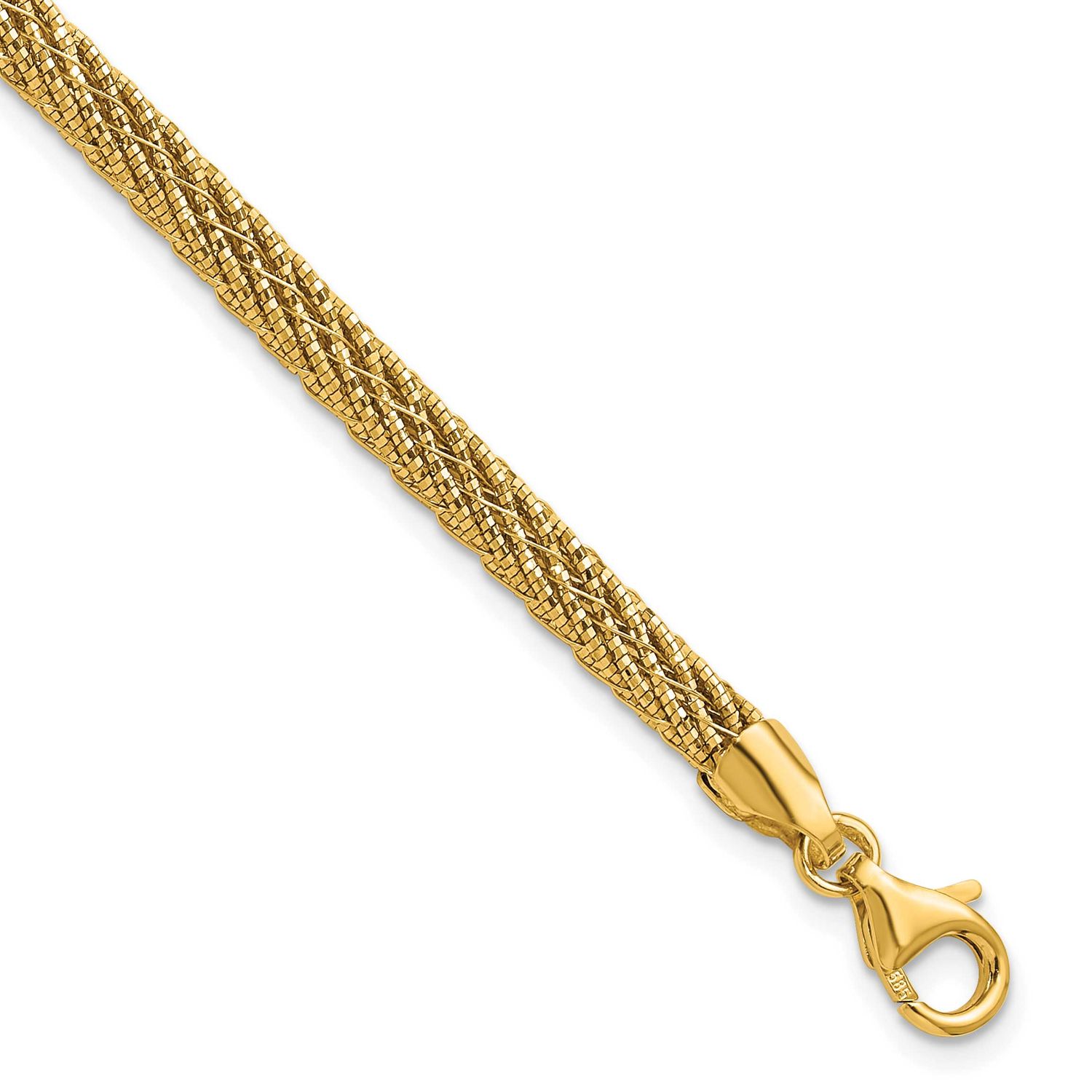 Diamond-cut Round Woven Wire 7.5 Inch Bracelet 14k Gold Polished, MPN: SF3204-7.5, UPC: