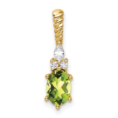 Diamond and Peridot Twisted Chain Slide 21.8 Inch 14k Gold Polished, MPN: PM9791-PE-009-YAA, UPC: