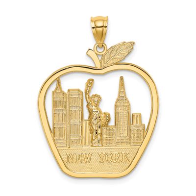 New York Apple with New York Skyline and Statue of Liberty Charm 14k Gold, MPN: K6696, UPC: 6372181…