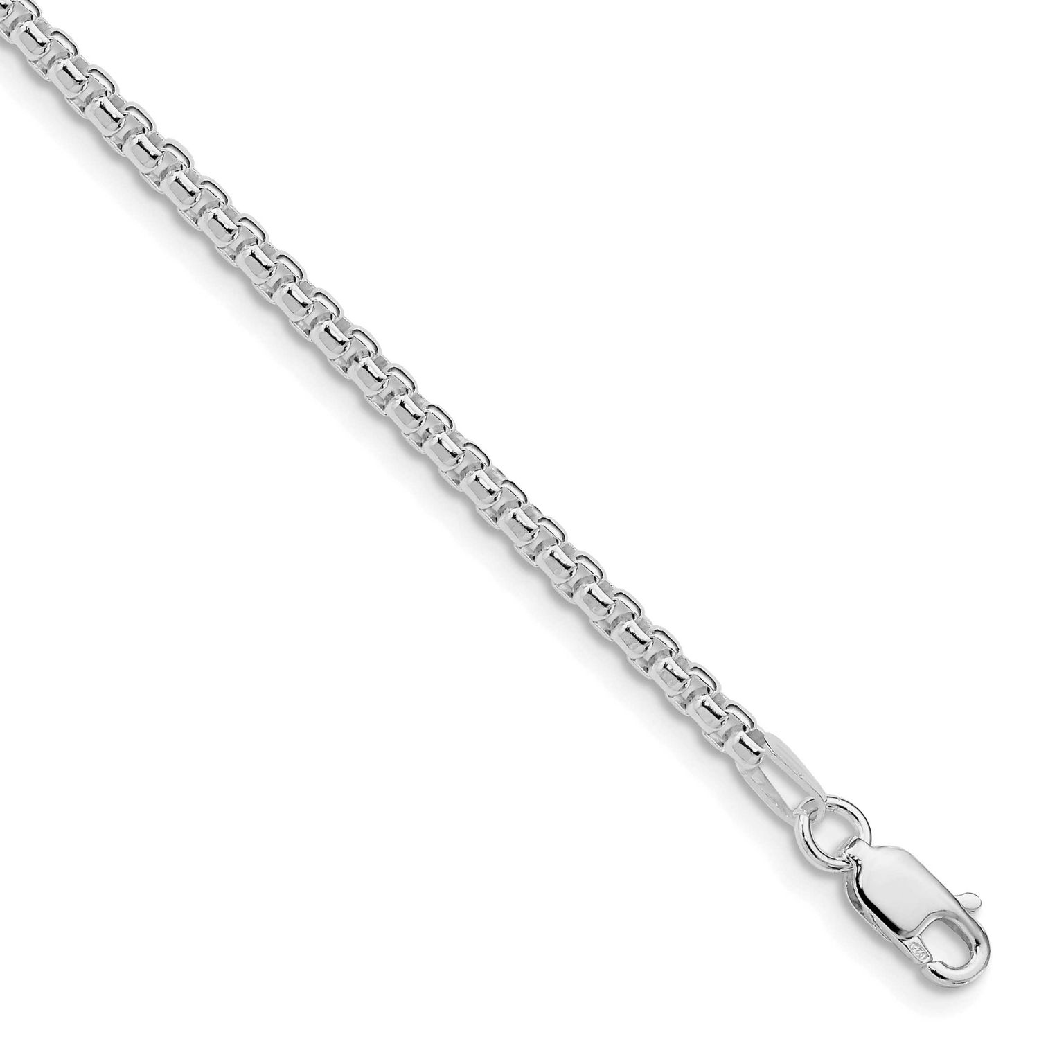 2.6mm Round Box Chain 30 Inch Sterling Silver Rhodium-Plated, MPN: QFC214R-30, UPC: