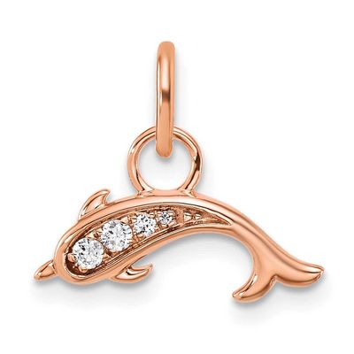 Polished Diamond Dolphin Charm 14k Rose Gold, MPN: PM10764-005-RAA, UPC: