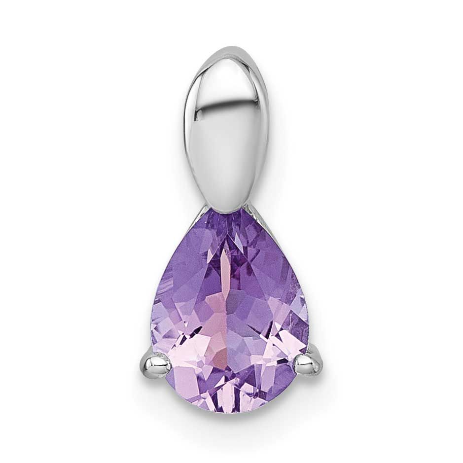 Amethyst Teardrop Chain Slide 13.7 Inch Sterling Silver Rhodium-Plated Polished, MPN: QP5992AM, UPC: