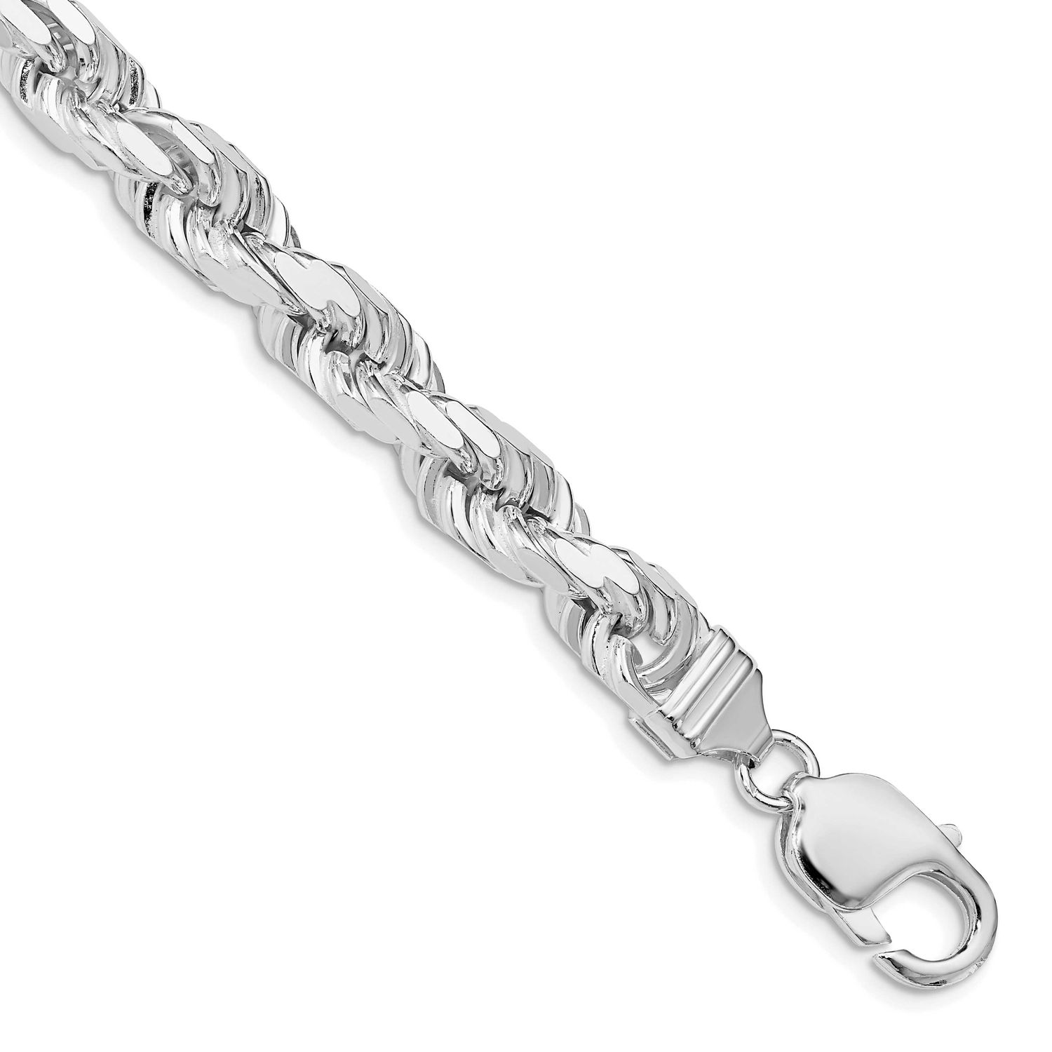 7.8mm Diamond-Cut Rope Chain 10 Inch Sterling Silver Rhodium-Plated, MPN: QDC170R-10, UPC: