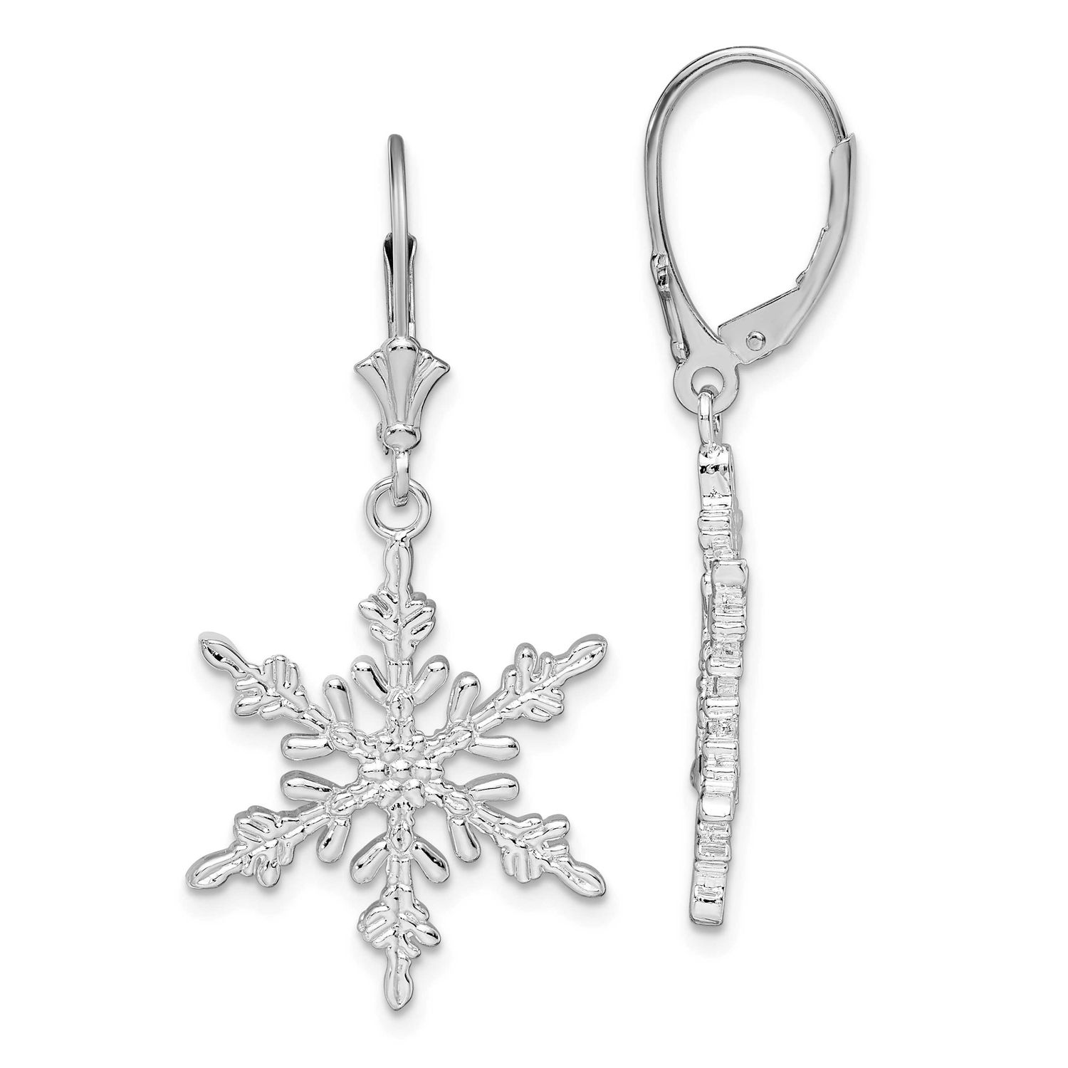 De-Ani Polished Snowflake Leverback Earrings Sterling Silver Rhodium-Plated, MPN: QE15588, UPC: 637…
