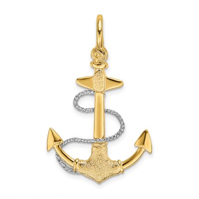 3-D Small Anchor with Rope and Shackle Bail Charm 14k Two Tone Gold, MPN: K9029, UPC: 883957956206