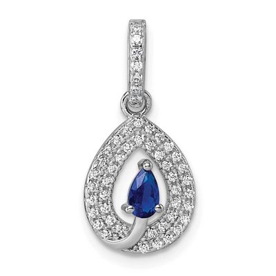 Blue and White CZ Teardrop Pendant Sterling Silver Rhodium-Plated, MPN: QP5926, UPC: