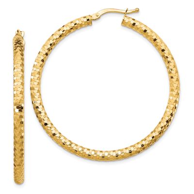 3x35mm Diamond-Cut Hoop Earrings 10k Gold, MPN: 10TF1705, UPC: