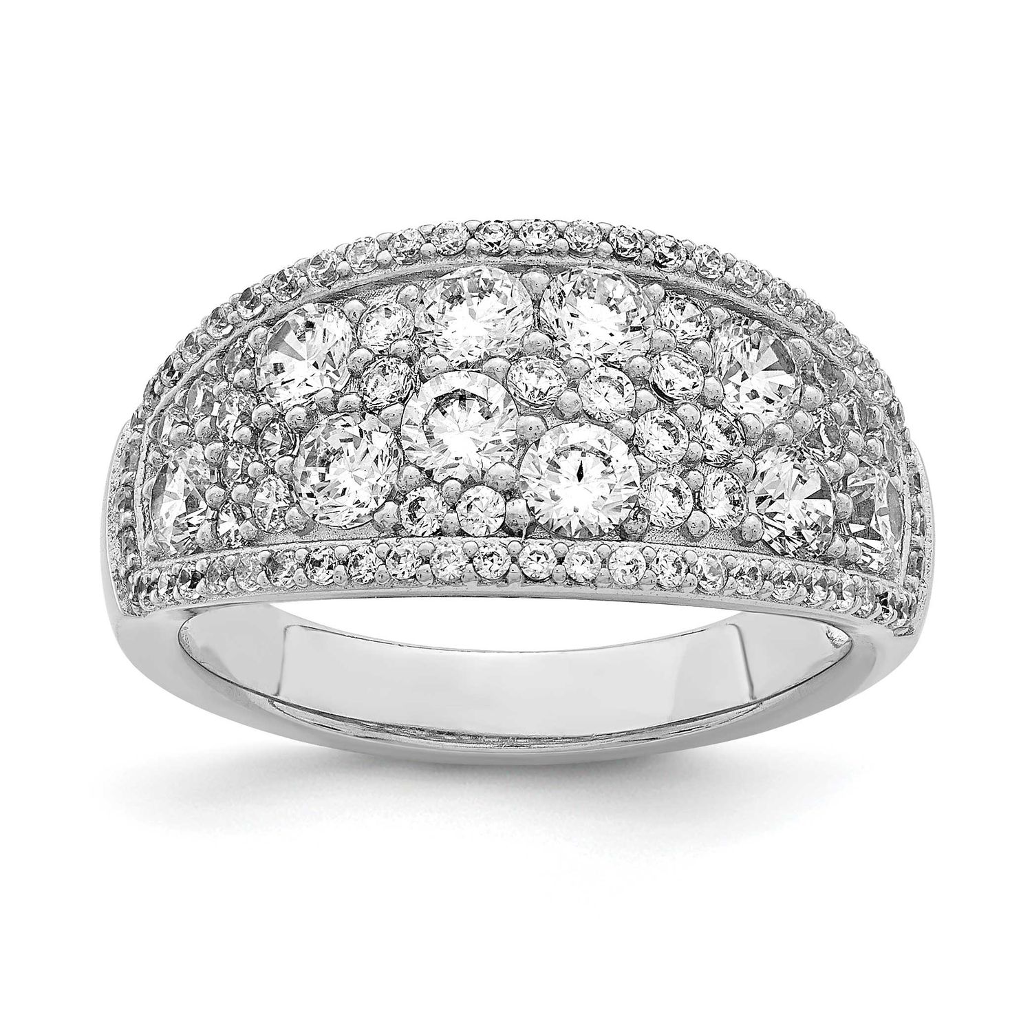 Pave CZ Ring Sterling Silver Rhodium-Plated, MPN: QR7115, UPC: 886774109107