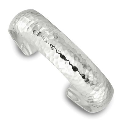 15mm Domed Hammered Cuff Bangle Sterling Silver, MPN: QB1570, UPC: