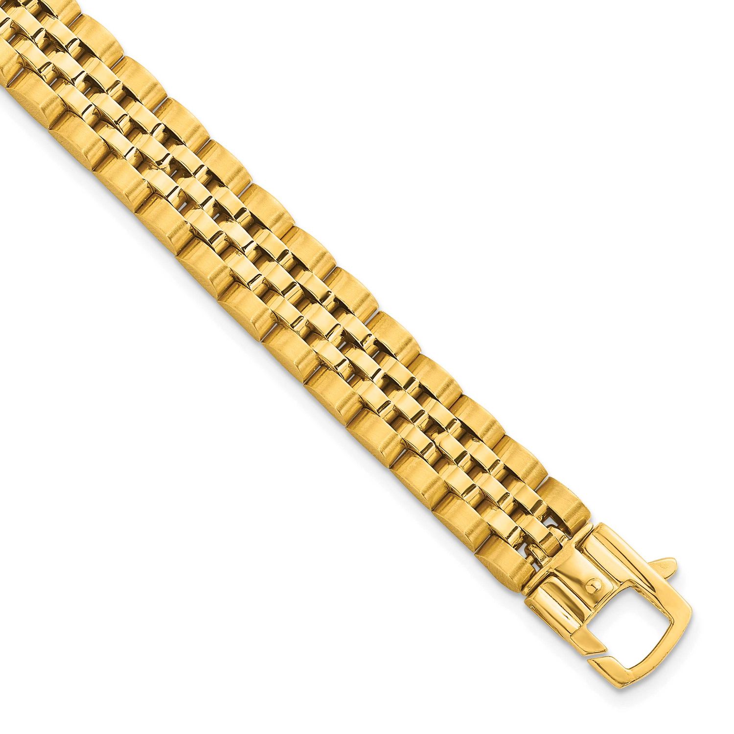 Brushed and Polished Fancy Link 10mm Men&#39;s Bracelet 14k Gold, MPN: GB297-8.5, UPC:
