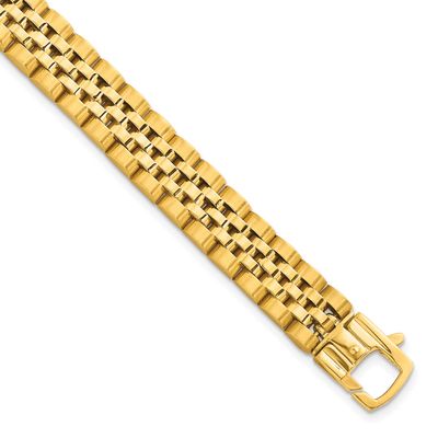 Brushed and Polished Fancy Link 10mm Men&#39;s Bracelet 14k Gold, MPN: GB297-8.5, UPC: