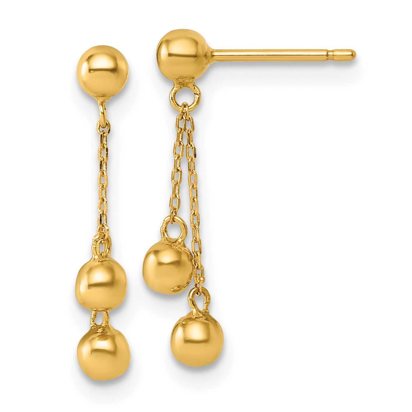 Dangle Ball Post Earrings 14k Gold Polished, MPN: YE2280, UPC: