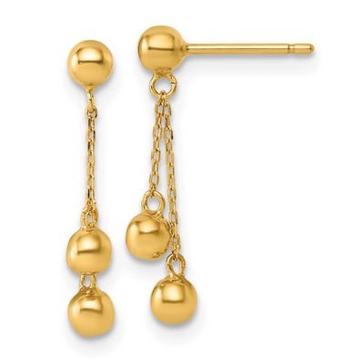 Dangle Ball Post Earrings 14k Gold Polished, MPN: YE2280, UPC: