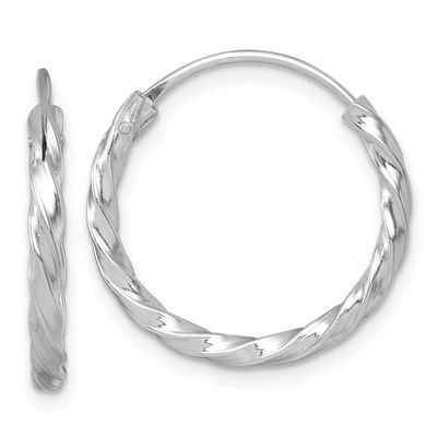 Polished Twisted 20x2.25mm Round Hoop Earrings Sterling Silver Rhodium-Plated, MPN: QE17885, UPC: