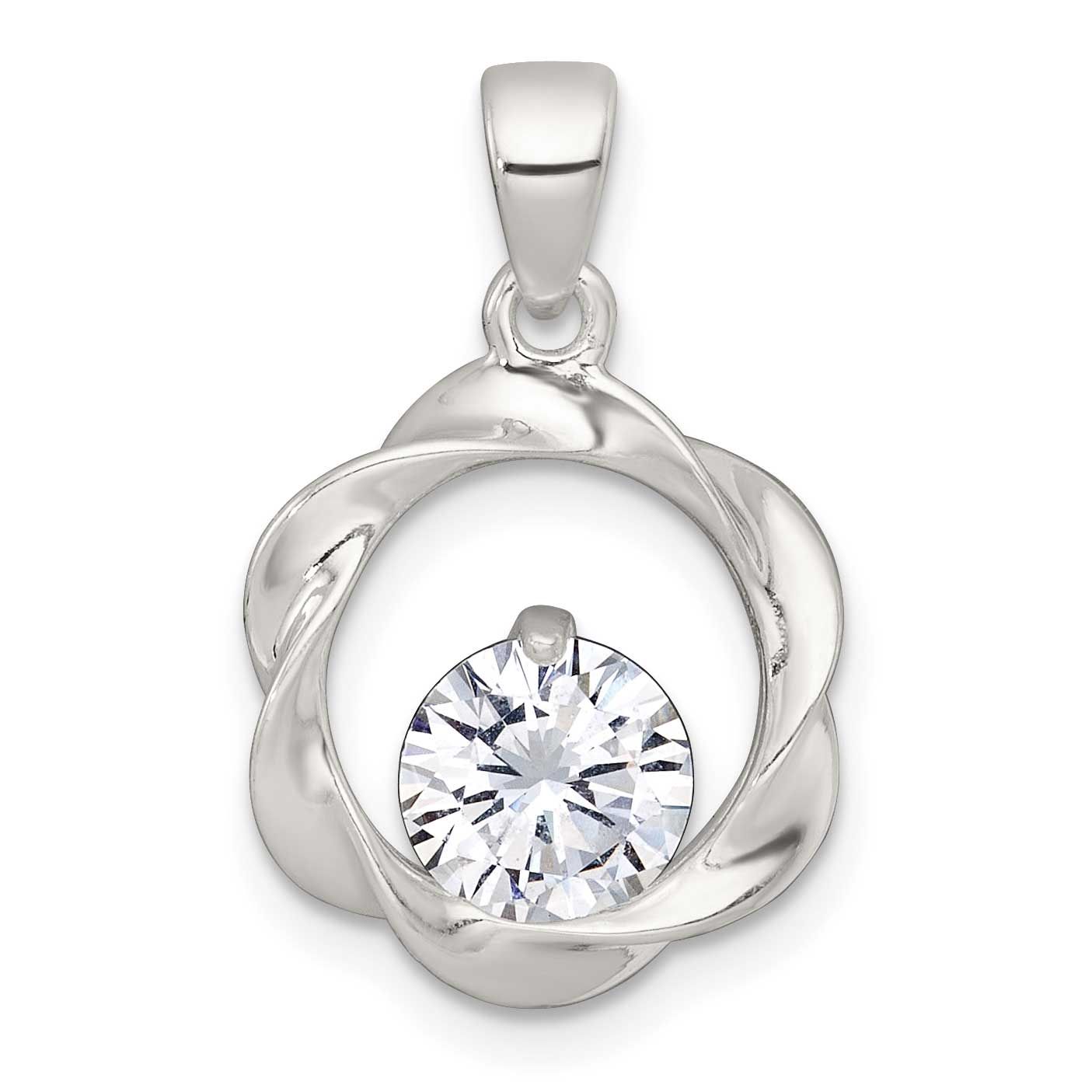 CZ Twisted Circle Pendant Sterling Silver Polished, MPN: QP5929, UPC:
